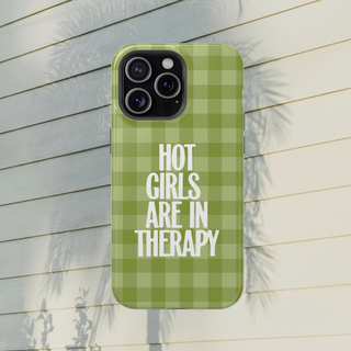 Hot Girls Are in Therapy Green Gingham MagSafe Tough Cases