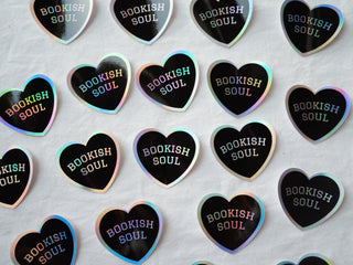 Bookish Soul Holographic Heart Sticker