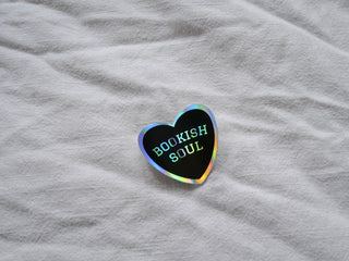 Bookish Soul Holographic Heart Sticker