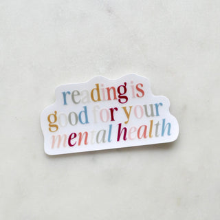 Reading is Good For Your Mental Health, Clear Sticker