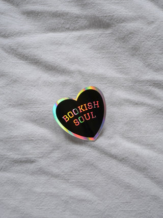 Bookish Soul Holographic Heart Sticker