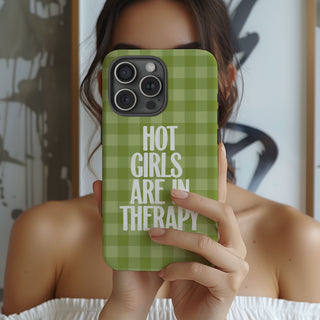 Hot Girls Are in Therapy Green Gingham MagSafe Tough Cases