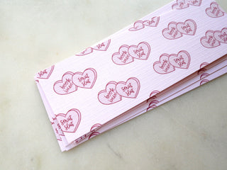 Conversation Hearts Linen Bookmark