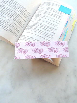 Conversation Hearts Linen Bookmark