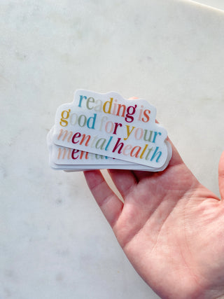 Reading is Good For Your Mental Health, Clear Sticker