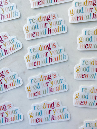 Reading is Good For Your Mental Health, Clear Sticker