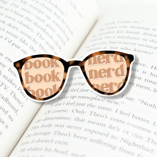 Book Nerd Vinyl Sticker, Nerdy Glasses Stickers, Book Lover, Bookish, Waterproof Vinyl Sticker, Laptop Decal