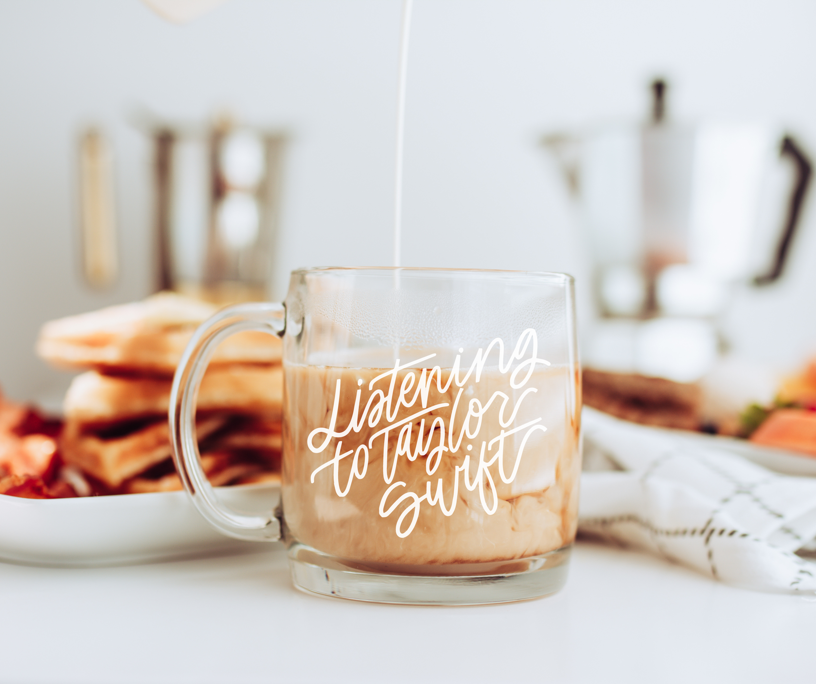 Listening to Taylor Swift Glass Coffee and Tea Mug by Brearly & Co. –  Brearly & Co.